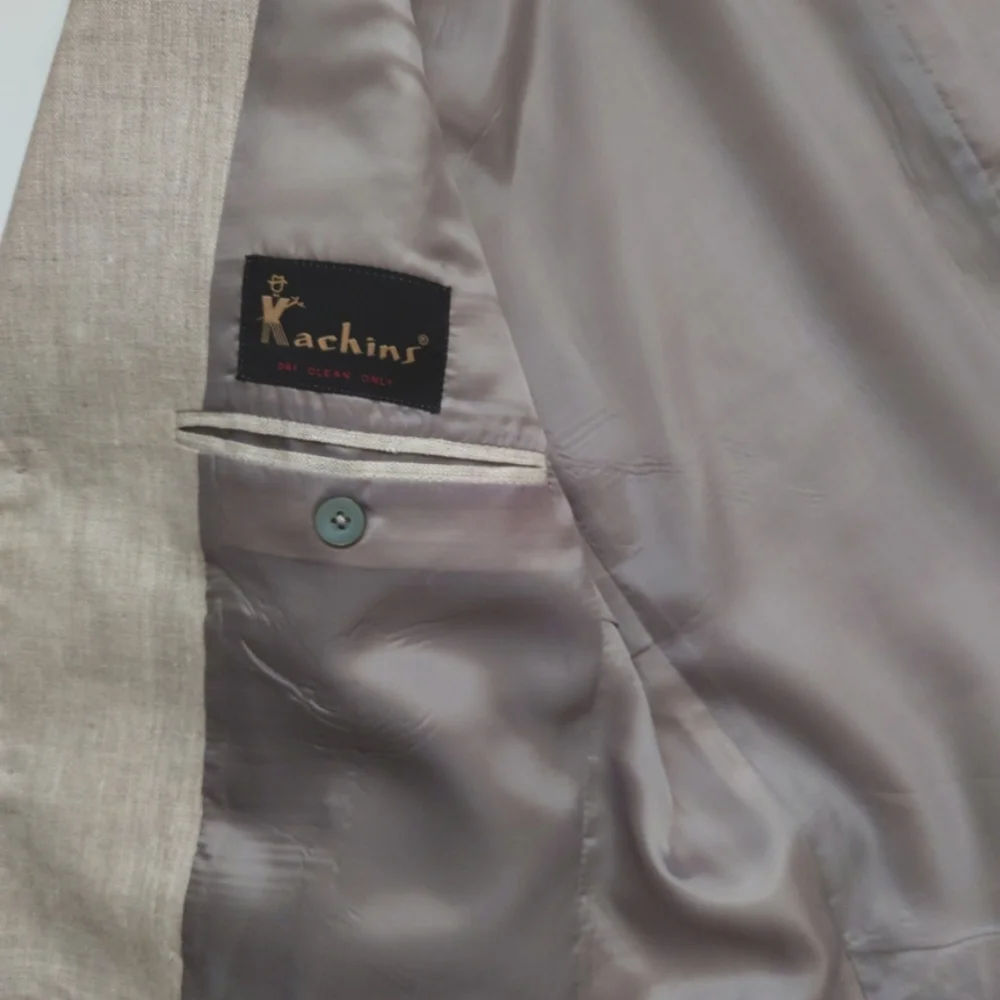 KACHINS Men's Linen Blazer Jacket Custom Made Fully Lined